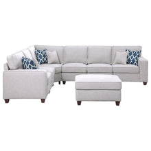 Light Gray Linen Couch Sectional 8-Piece L Shaped Couch With Ottoman Set
