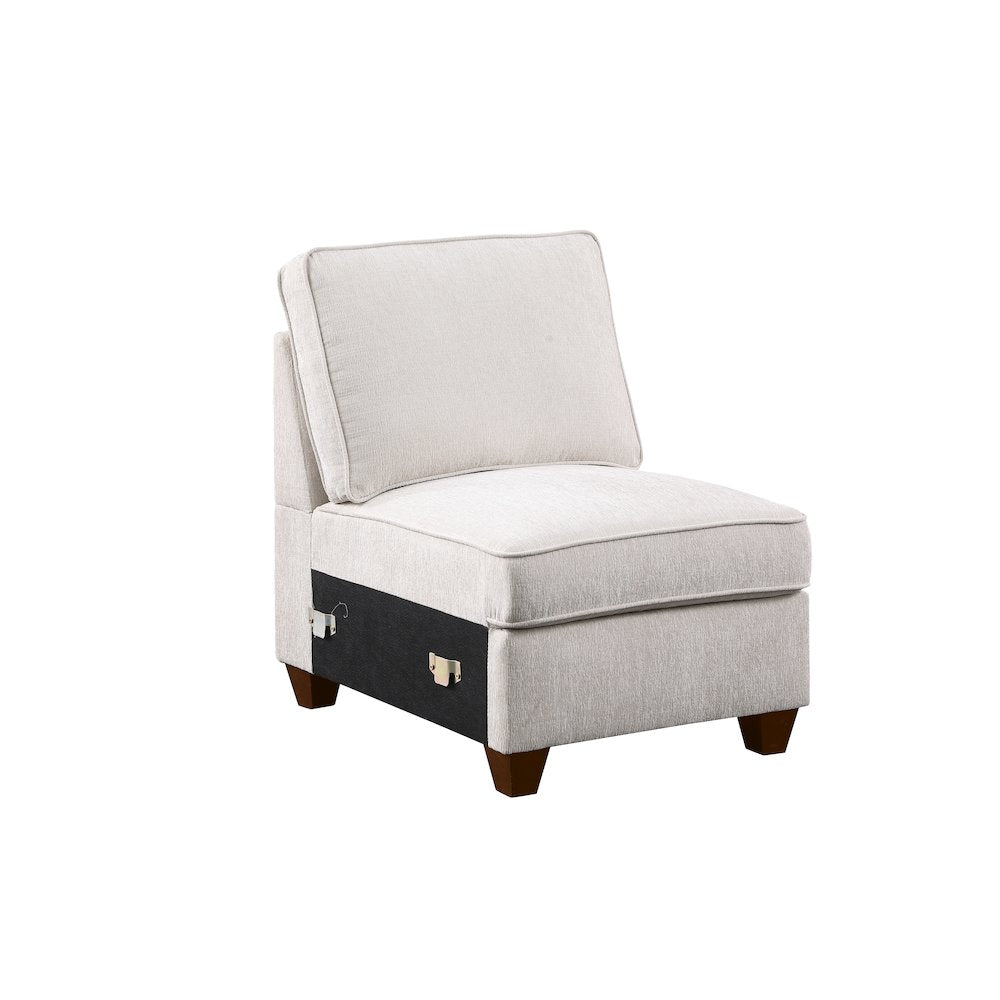 Devion Furniture 7-Piece Upholstered Modern Chenille Sectional in Beige