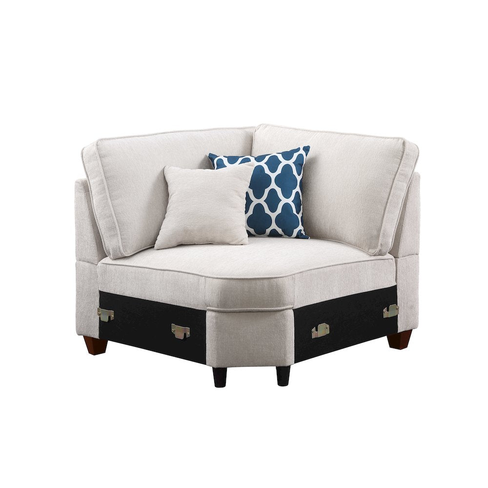 Devion Furniture 7-Piece Upholstered Modern Chenille Sectional in Beige
