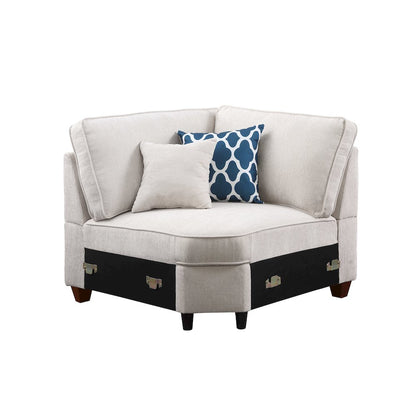 Devion Furniture 7-Piece Upholstered Modern Chenille Sectional in Beige