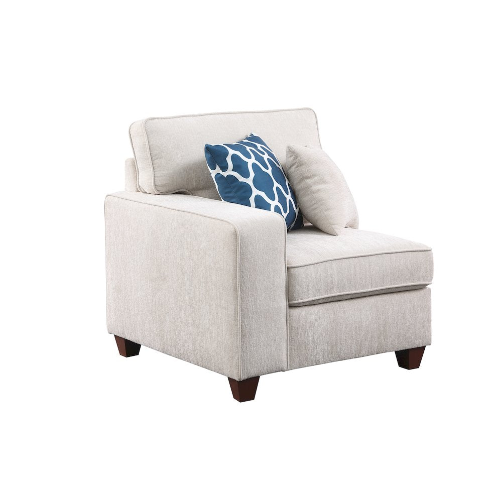 Devion Furniture 7-Piece Upholstered Modern Chenille Sectional in Beige