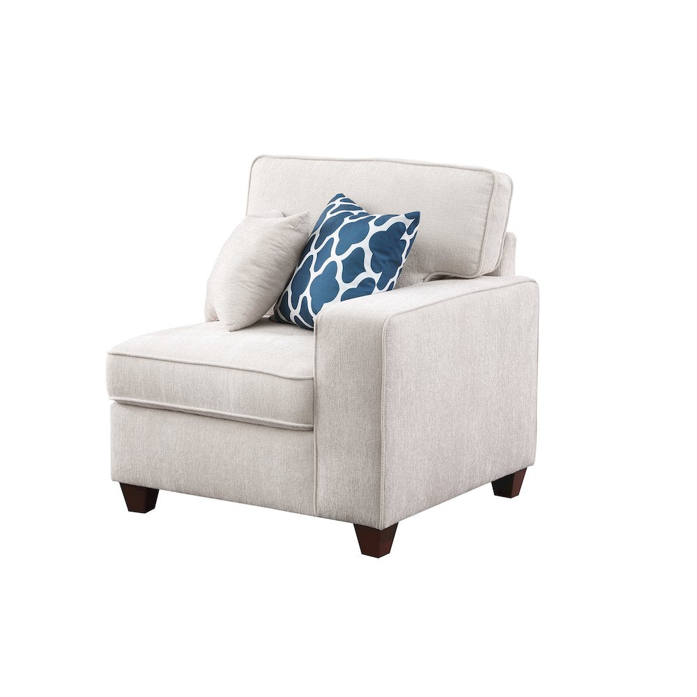 Devion Furniture 7-Piece Upholstered Modern Chenille Sectional in Beige