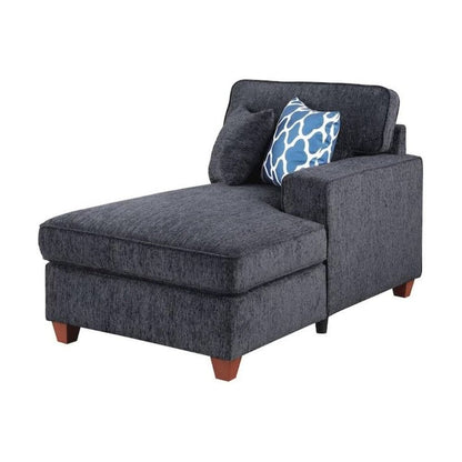 Black Chenille Couch Sectional With Ottoman, 7-Piece L Shaped Sofa Set