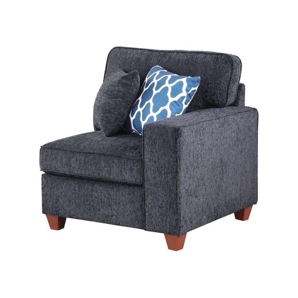 Black Chenille Couch Sectional With Ottoman, 7-Piece L Shaped Sofa Set