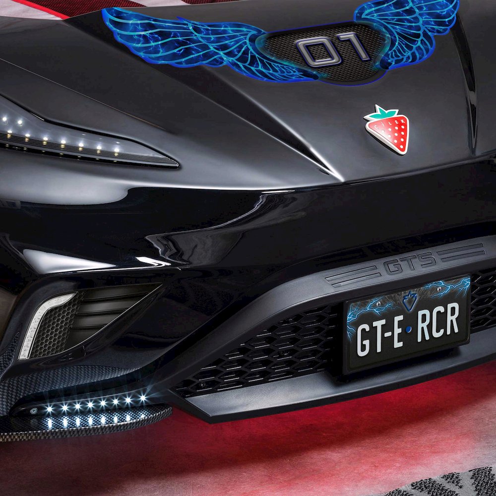 GTS EV Twin-Size Race Car Bed, Black - Remote Control, LED Lights, EV Sound FX