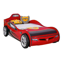 Race Cup Twin-Size Race Car Bed, Red - 3D Bumper & Five-Spoke Wheels