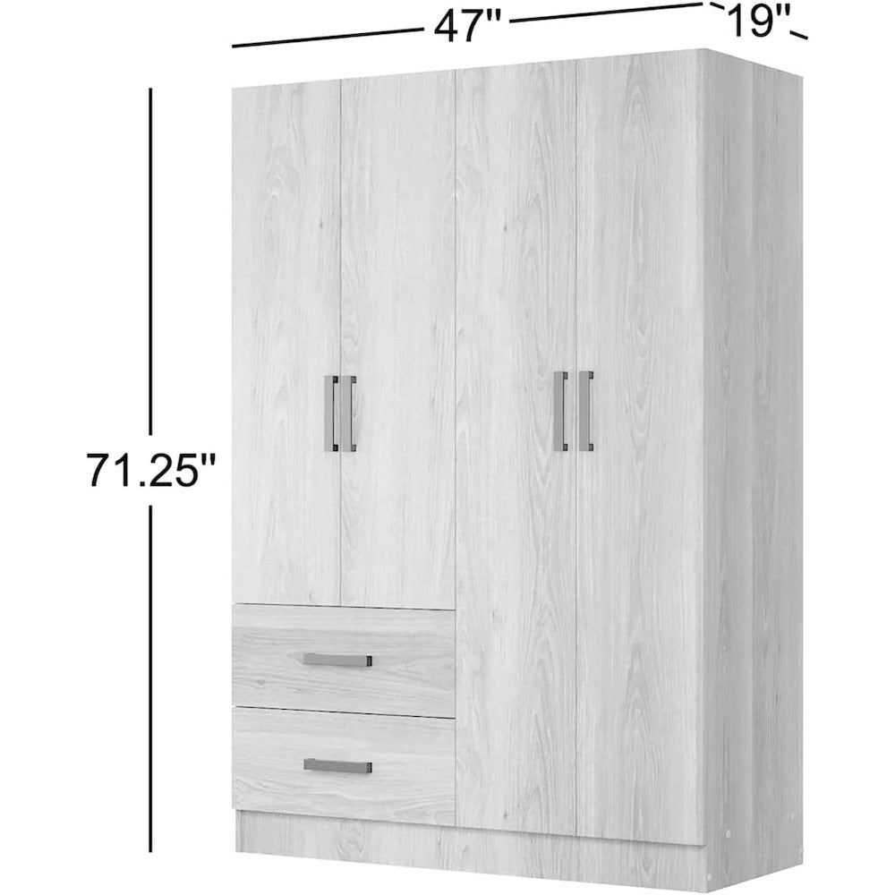 4 Doors Wardrobe 2 Drawers with Shelves 48 inch Wide and 72 high (Black)