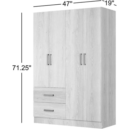 4 Doors Wardrobe 2 Drawers with Shelves 48 inch Wide and 72 high (Black)