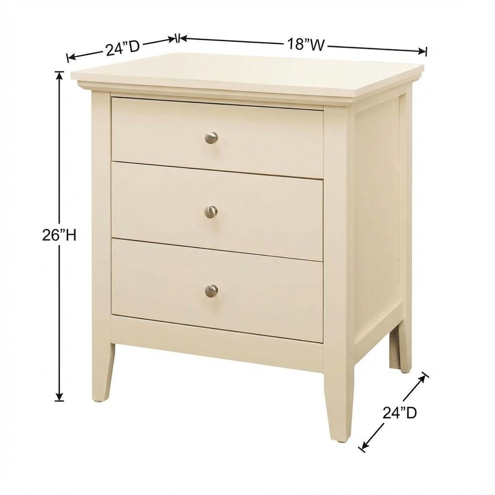 Beige Bedroom Nightstand with Dovetailed Drawers and Casual Style