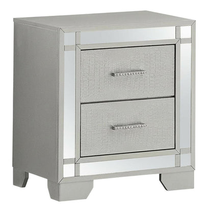 Champagne Nightstand with Glam Wooden Finish and Center Mount Metal Glides