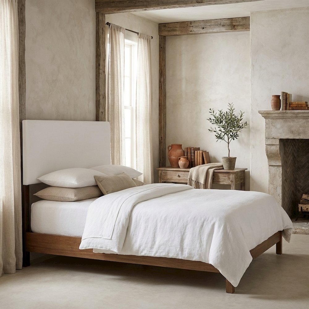 White Twin Headboard with Casual Design and Secure Frame Construction