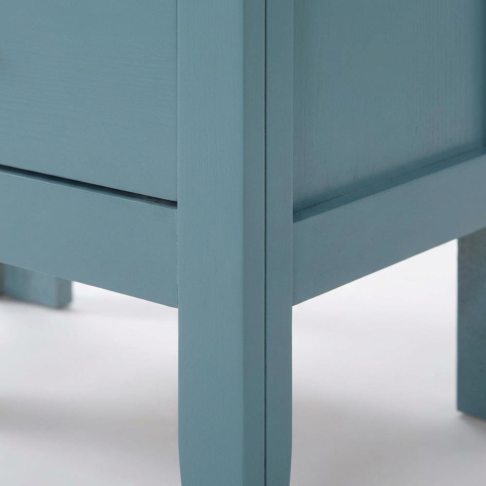 Teal Nightstand with Dovetailed Drawers and Transitional Style