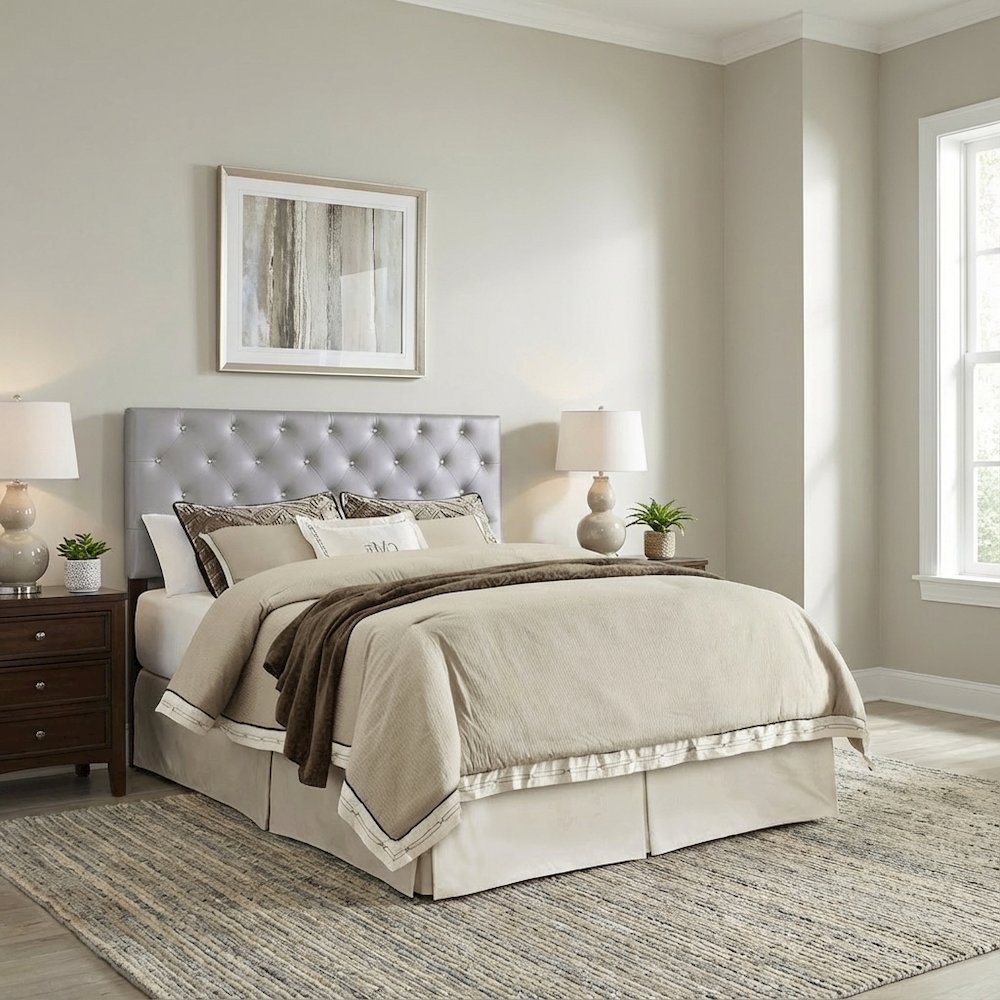 Light Gray King Headboard with Sturdy Frame Construction and Casual Design