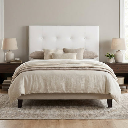 White Twin Headboard with Casual Style Frame Construction and Durable Build