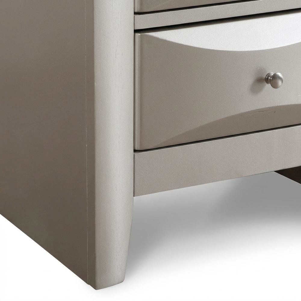 Contemporary Champagne Nightstand with Dovetailed Drawers and Metal Glides