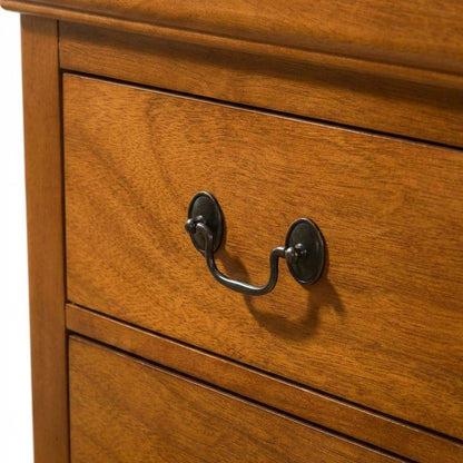Traditional Oak Night Stand with Dovetailed Drawers and Metal Glides