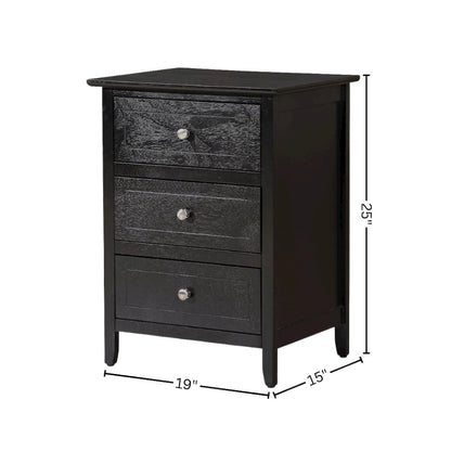 Nightstand with 3 Storage Drawers for Bedroom Organization