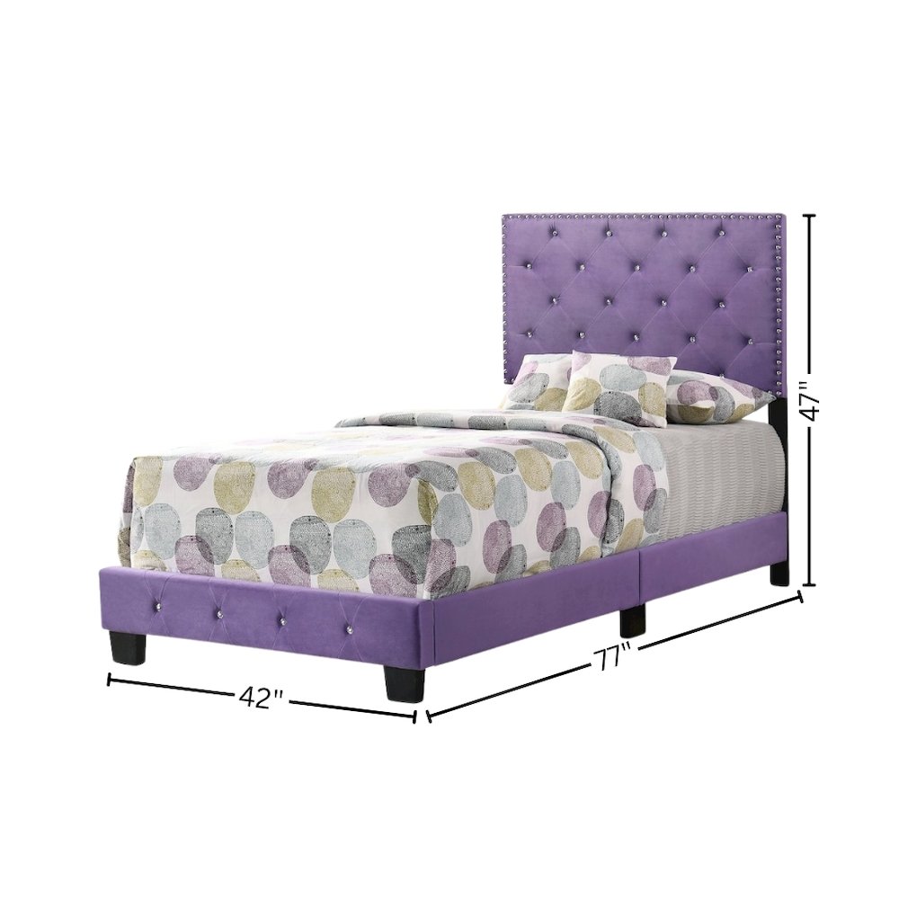 Modern Purple Twin Bed Frame, Stylish Platform Bed for Youth Rooms
