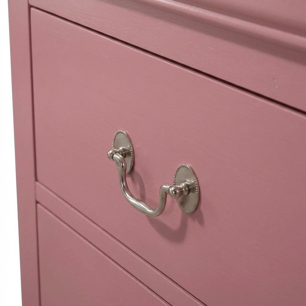 Pink Bedroom Nightstand with Traditional Design and Dovetailed Drawers