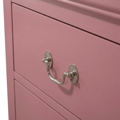 Pink Bedroom Nightstand with Traditional Design and Dovetailed Drawers