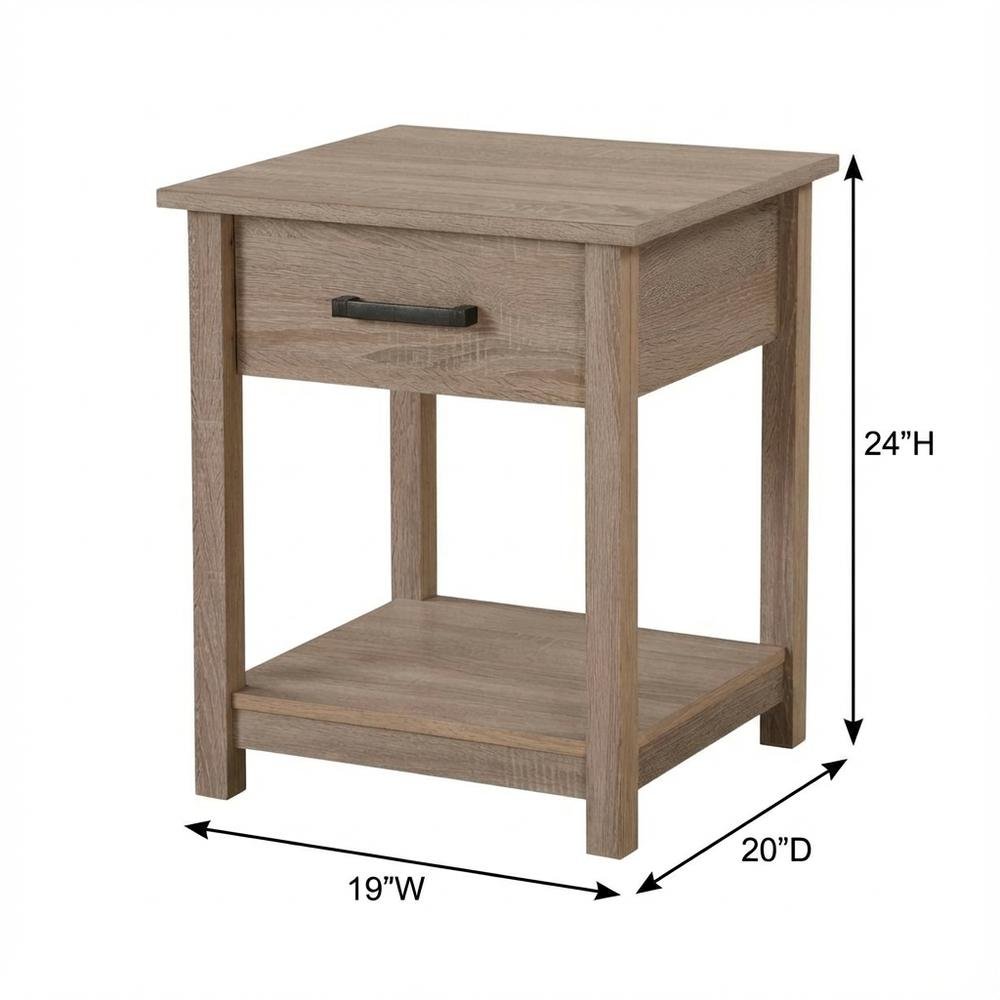 Sandal Wood Nightstand with Contemporary Style and Metal Drawer Glides