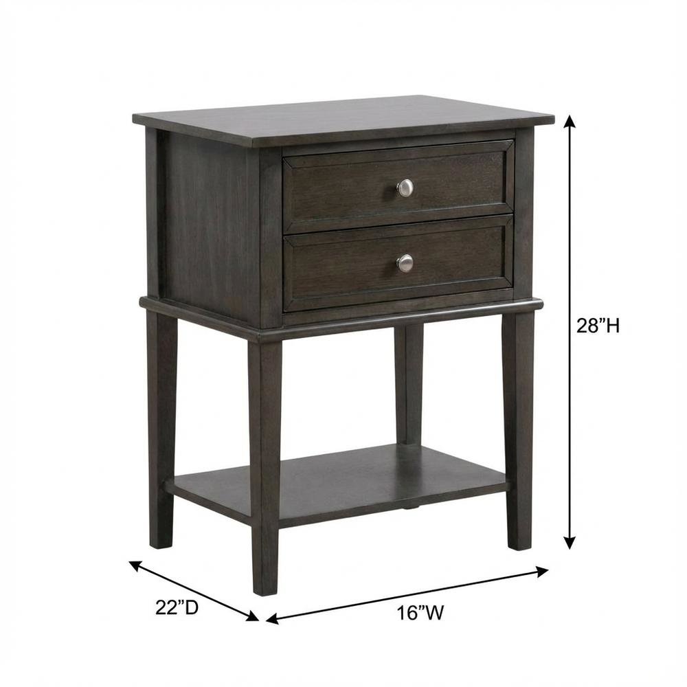 Gray Nightstand with Contemporary Style, Dovetailed Drawers, and Metal Glides