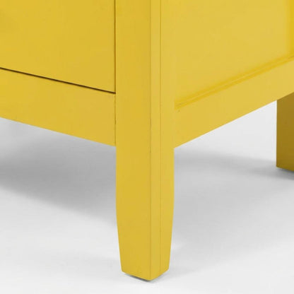 Yellow Bedroom Nightstand with 3-Drawer Casual Design, Dovetailed Fronts