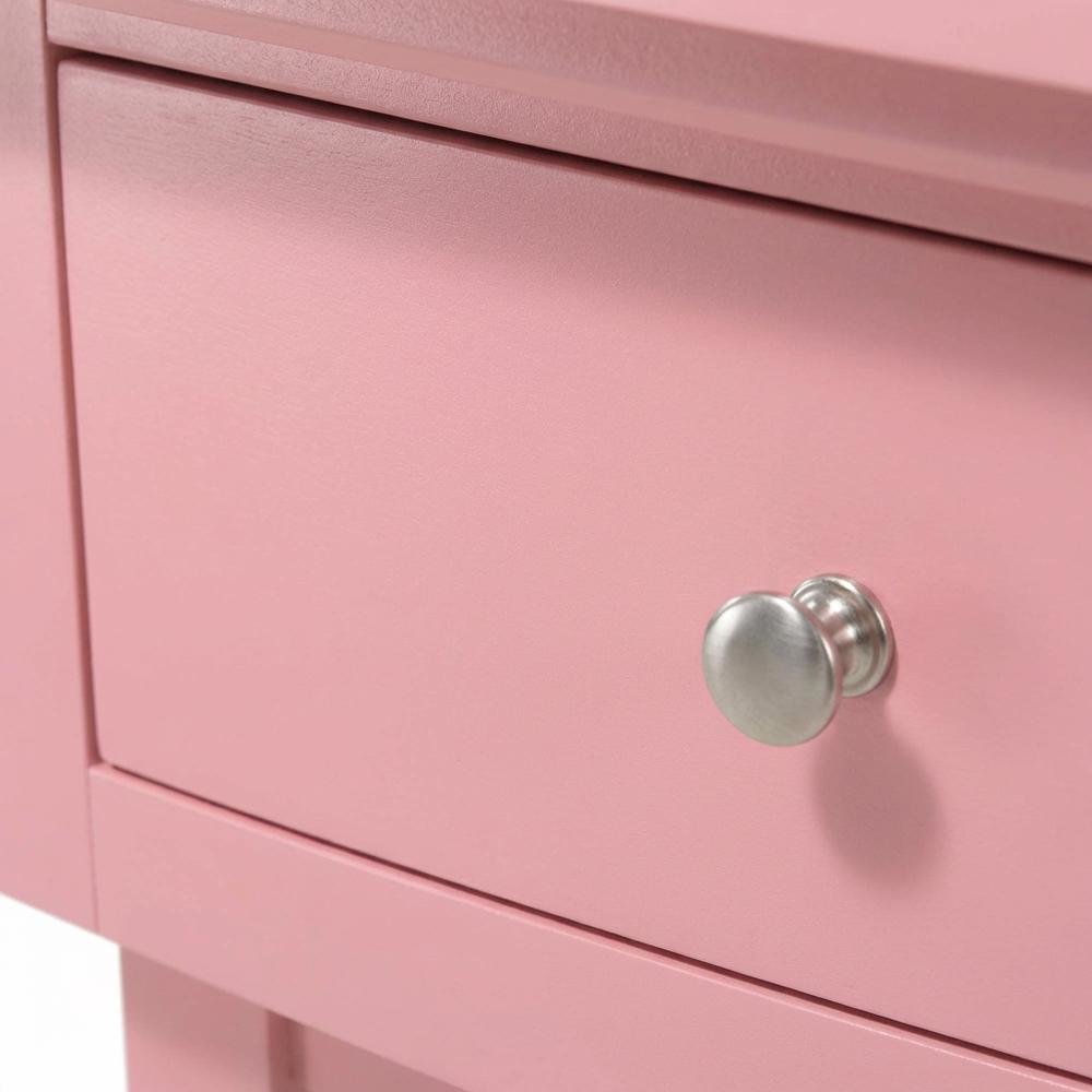 Pink Bedroom Nightstand with 3 Drawers, Casual Style, Dovetailed Construction