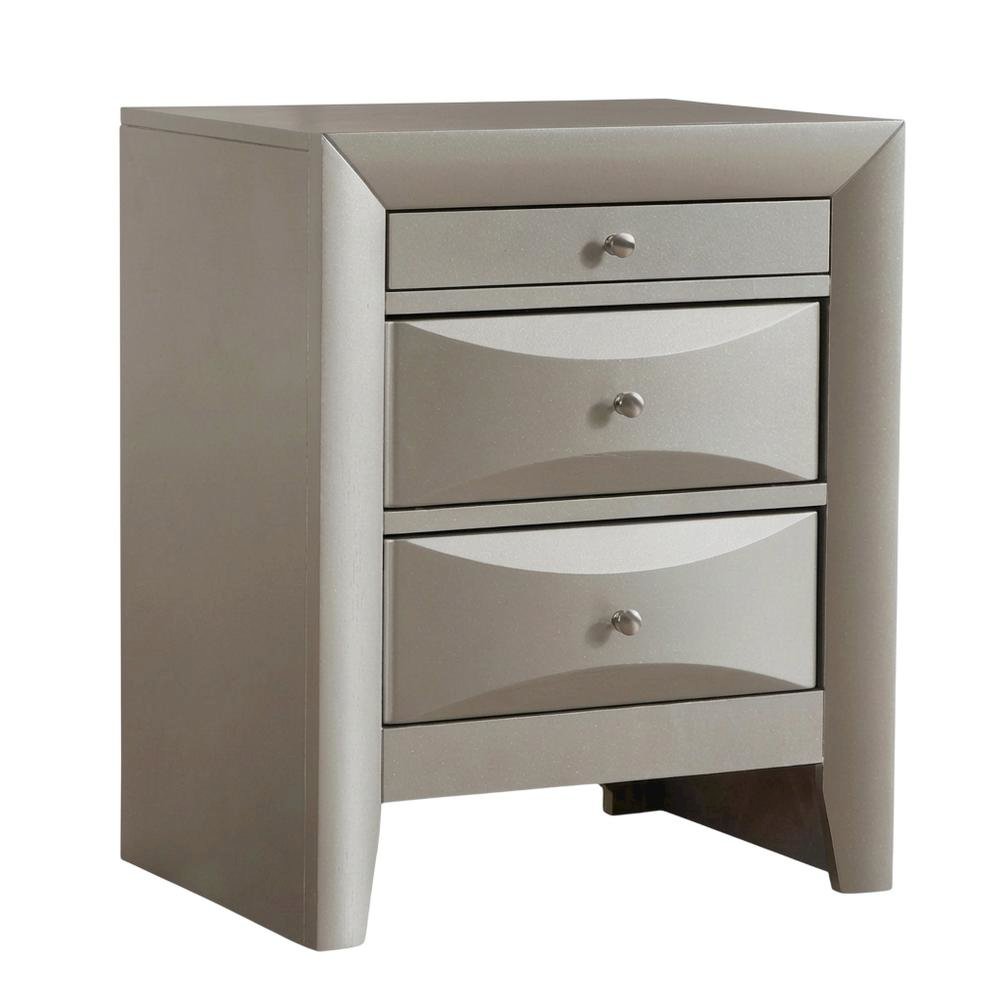 Contemporary Champagne Nightstand with Dovetailed Drawers and Metal Glides