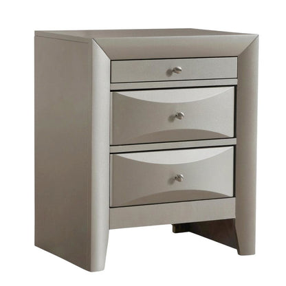 Contemporary Champagne Nightstand with Dovetailed Drawers and Metal Glides