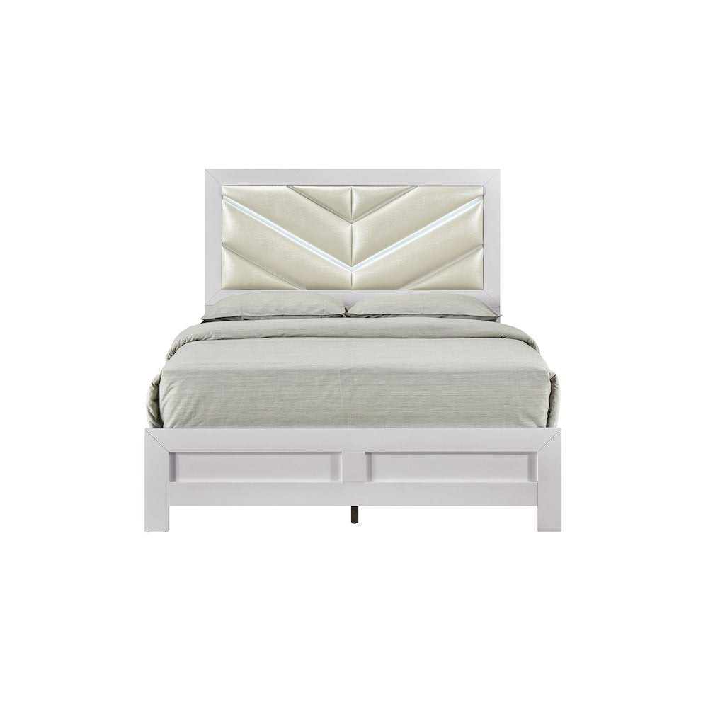Glory Furniture Moreland Queen Bed, Sparkling White