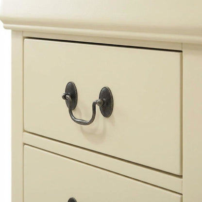 Beige Nightstand with Traditional Style and Multiple Drawers