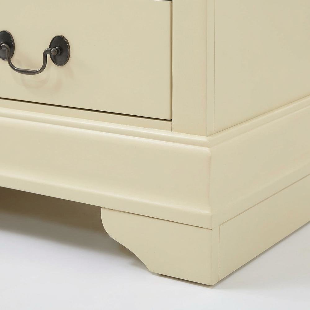 Beige Nightstand with Traditional Style and Multiple Drawers