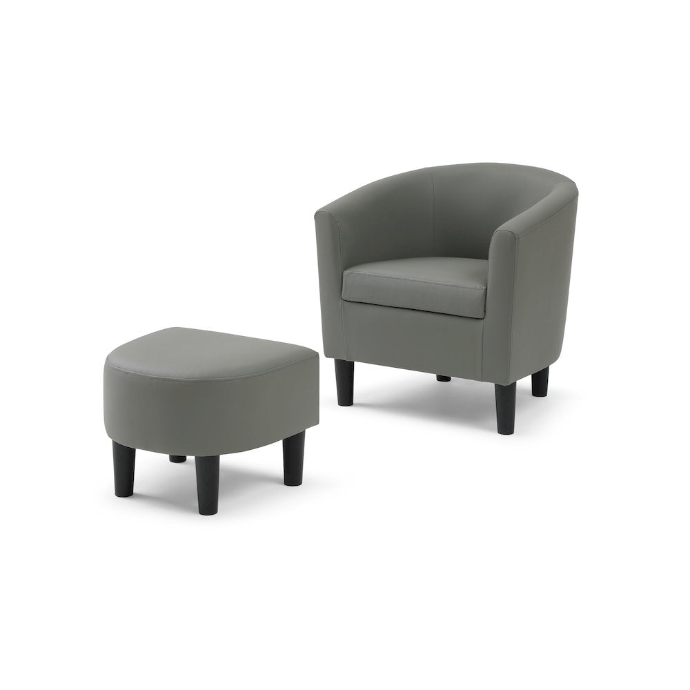 Accent Chair with Ottoman Set, Compact Lounge Chair for Bedroom, Gray