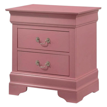 Pink Bedroom Nightstand with Traditional Design and Dovetailed Drawers