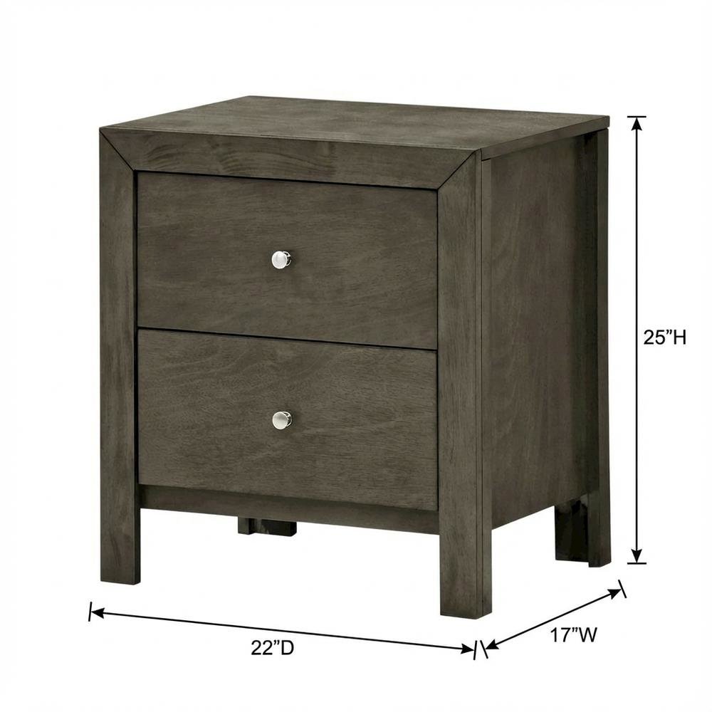 Gray Bedroom Nightstand with Dovetailed Drawers and Transitional Style