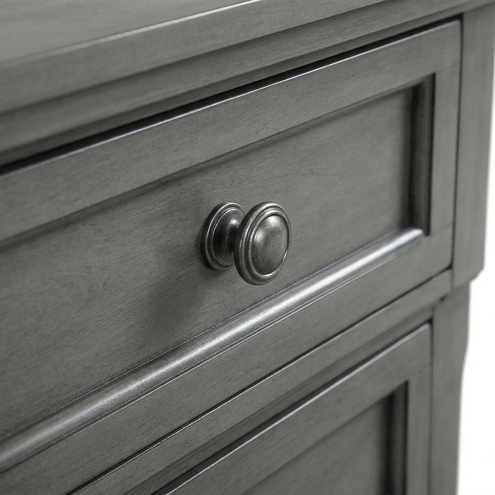 Contemporary Gray Nightstand with Dovetailed Drawers and Metal Glides