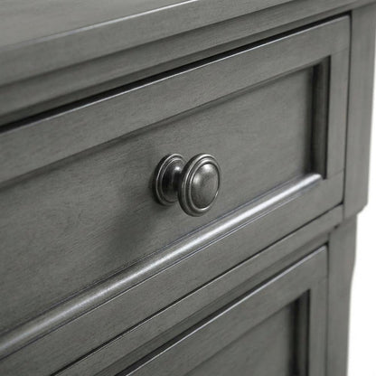 Contemporary Gray Nightstand with Dovetailed Drawers and Metal Glides