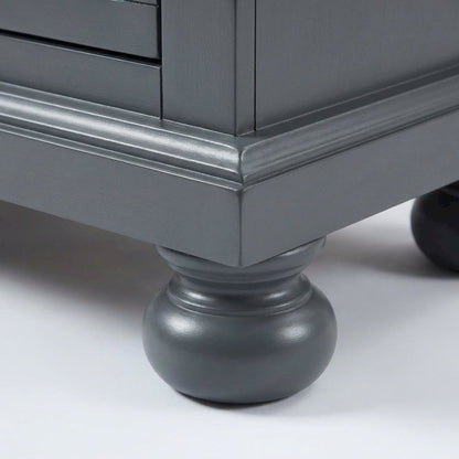 Contemporary Gray Nightstand with Dovetailed Drawers and Metal Glides