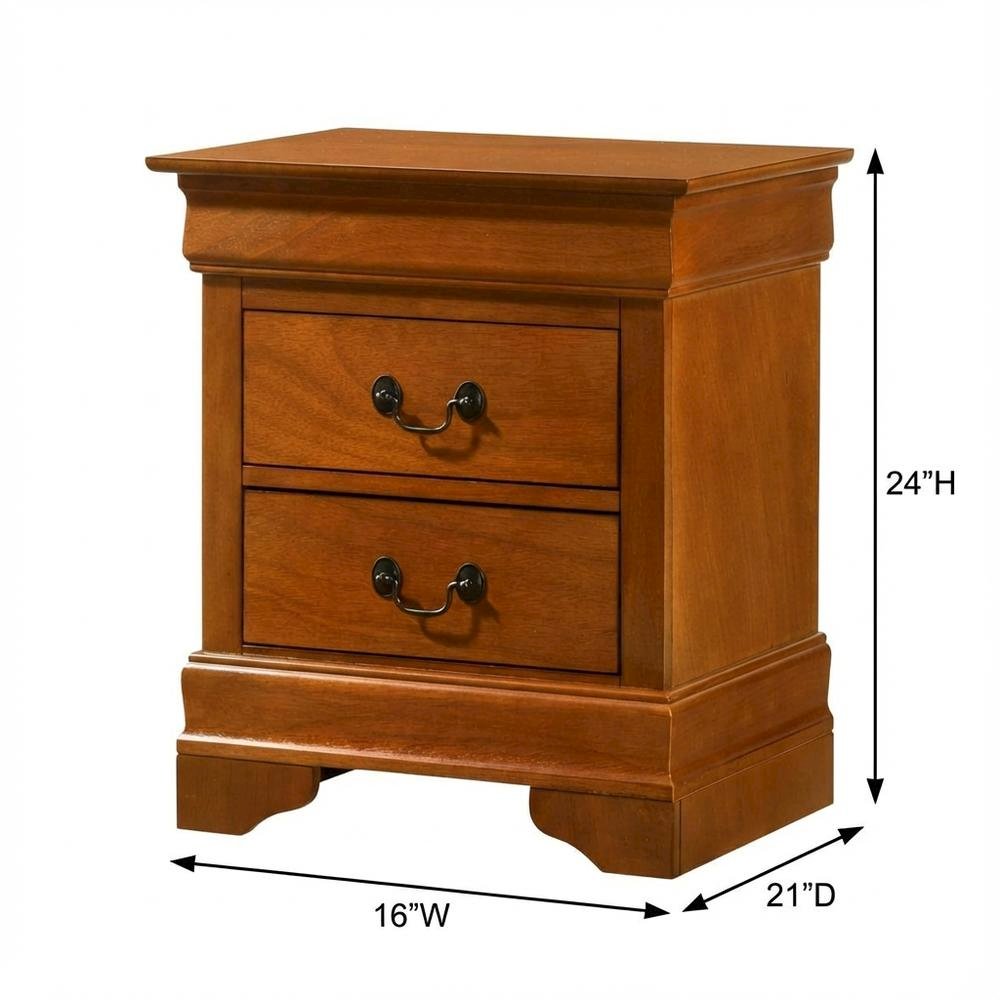 Traditional Oak Night Stand with Dovetailed Drawers and Metal Glides