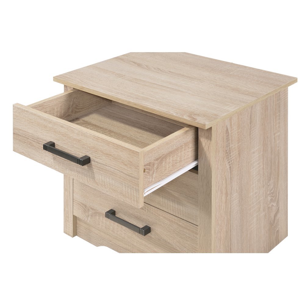 3 Drawer Nightstand in Brown Finish, Wooden Bedside Table with Drawers