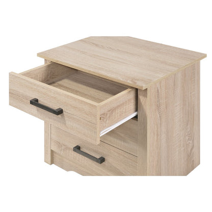 3 Drawer Nightstand in Brown Finish, Wooden Bedside Table with Drawers