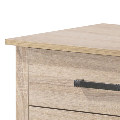 3 Drawer Nightstand in Brown Finish, Wooden Bedside Table with Drawers