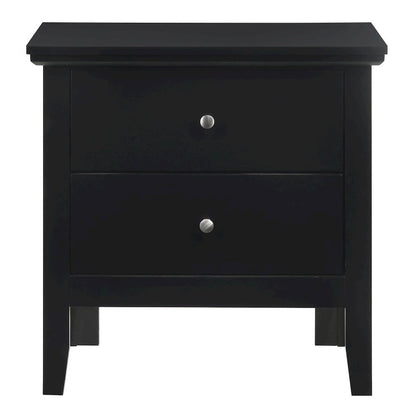 Black Nightstand with 2 Drawers, Wooden Bedside Table for Bedroom