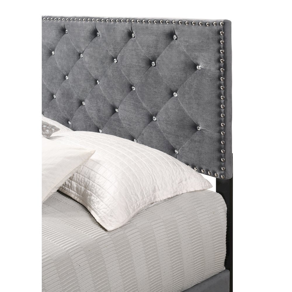 Gray Twin Bed with Headboard, Twin Platform Bed Frame for Adults