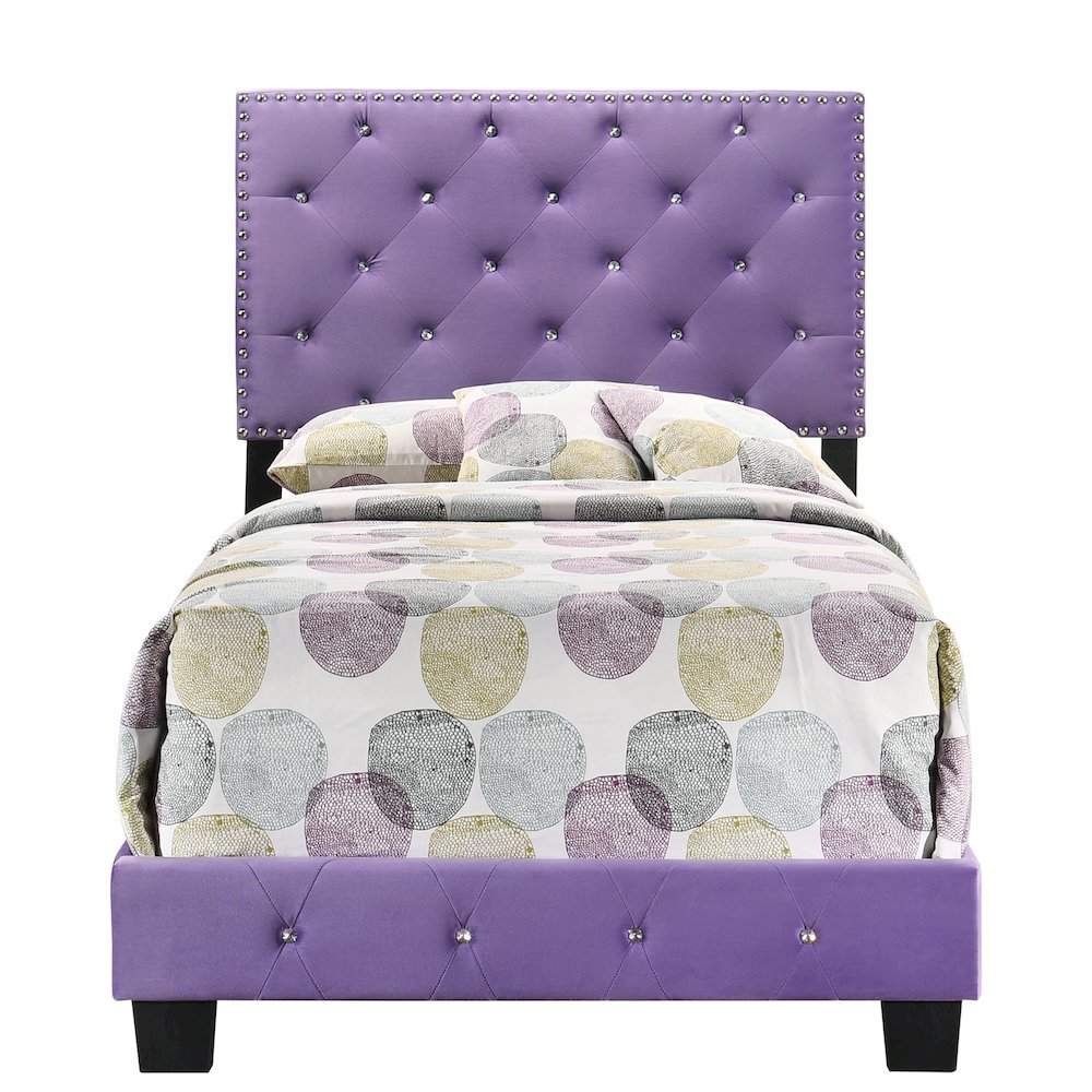 Modern Purple Twin Bed Frame, Stylish Platform Bed for Youth Rooms