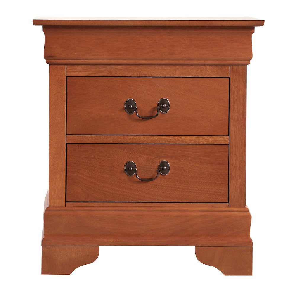 Wooden Nightstand with 2 Drawers in Oak Finish for Bedroom Use