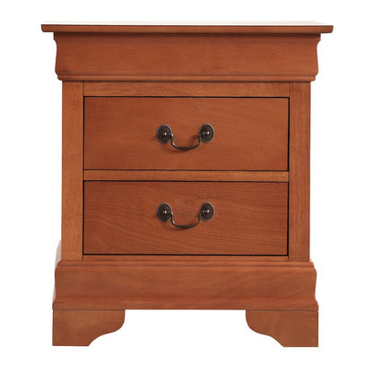 Wooden Nightstand with 2 Drawers in Oak Finish for Bedroom Use