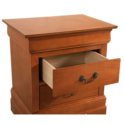 Wooden Nightstand with 2 Drawers in Oak Finish for Bedroom Use