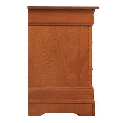Wooden Nightstand with 2 Drawers in Oak Finish for Bedroom Use